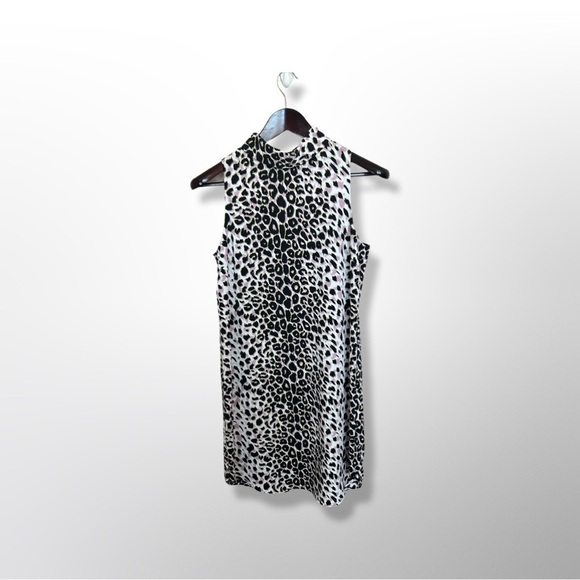 Women’s Top Shop Animal Print Sleeveless Mock Neck Tunic Dress Size 6 - Picture 1 of 8